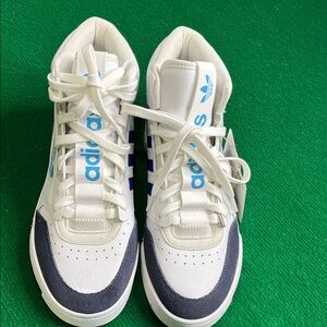 Adidas White and Blue High-Top Sneakers size 7